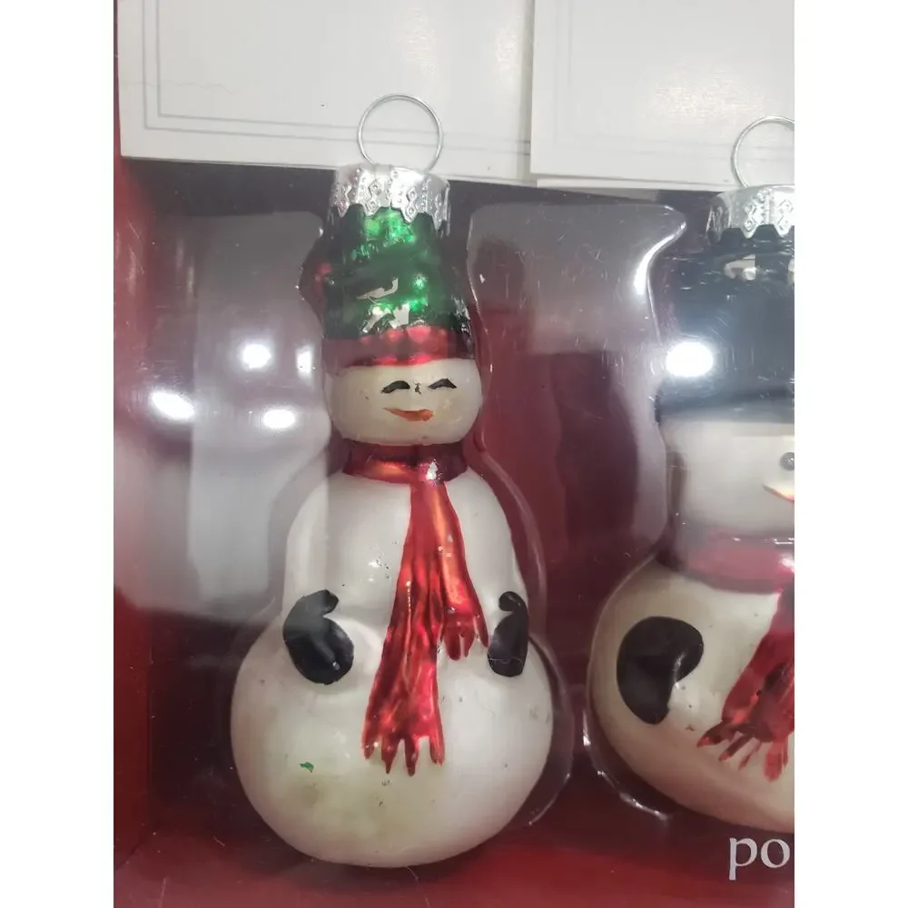 Christmas Snowmen Place Card Holders Pier 1‎ Imports Glass Ornaments Table Top